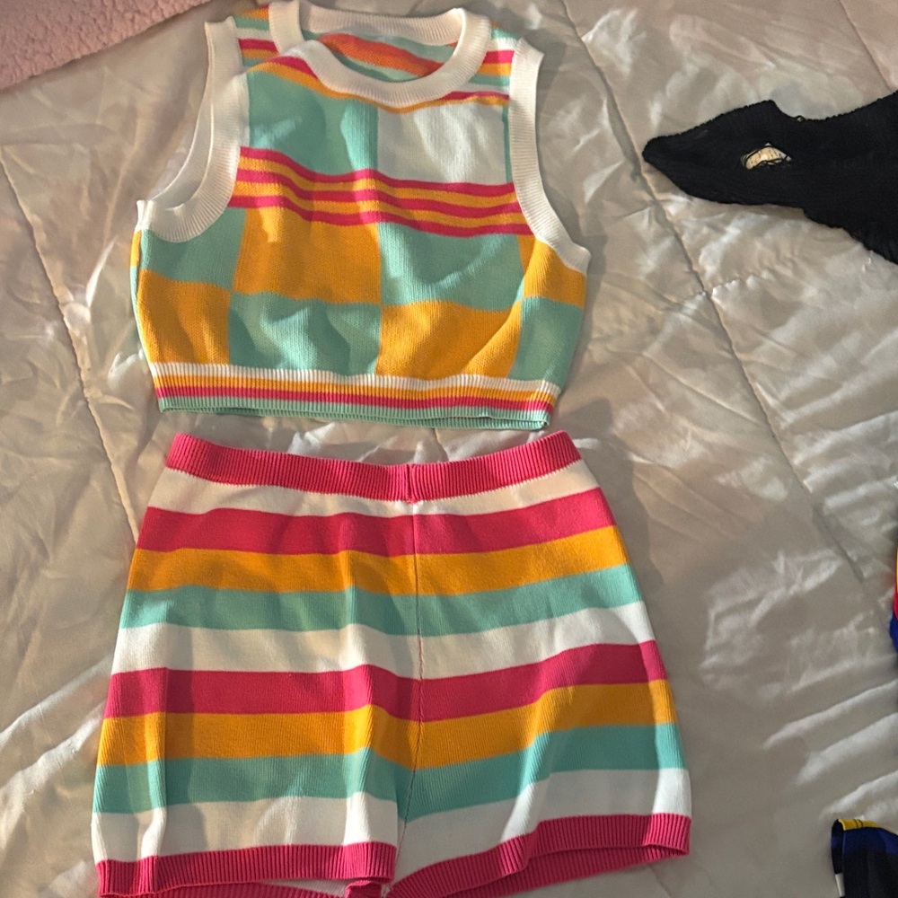 SHEIN Colorful High Waist Striped Shorts